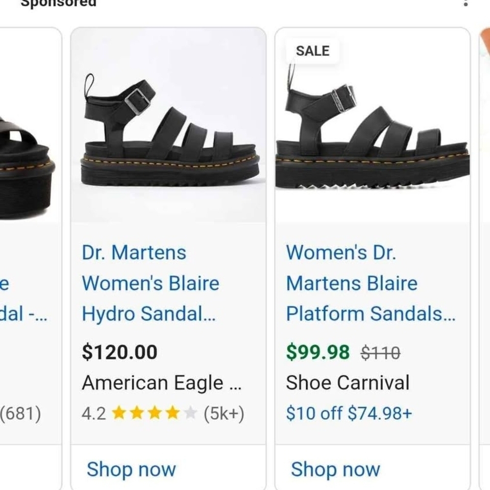 Dr. Martens Women's Black Platform Sandals